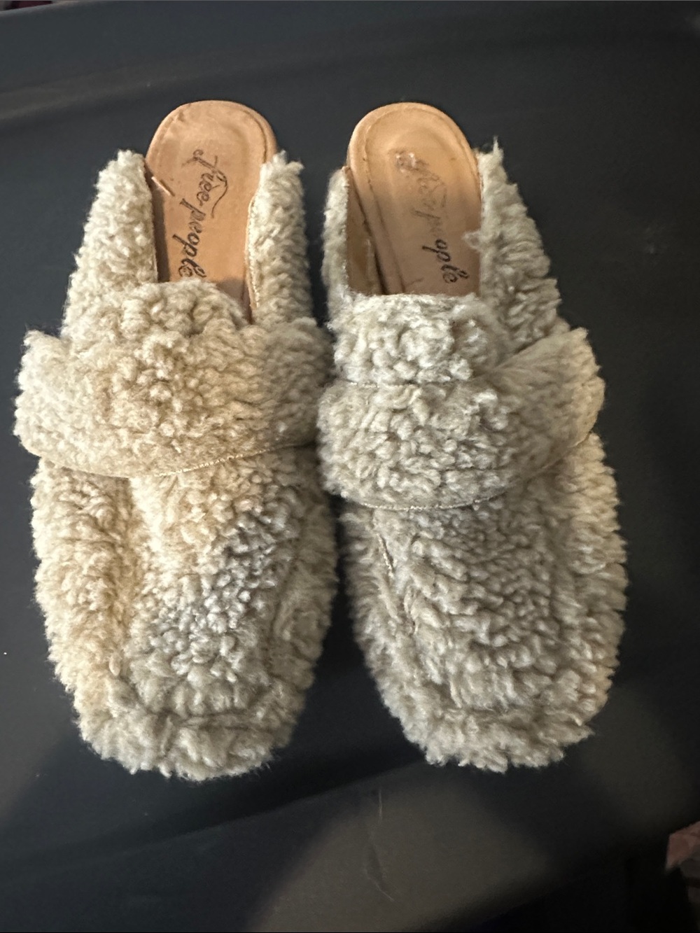 Free People Cream Sherpa Mule Clogs